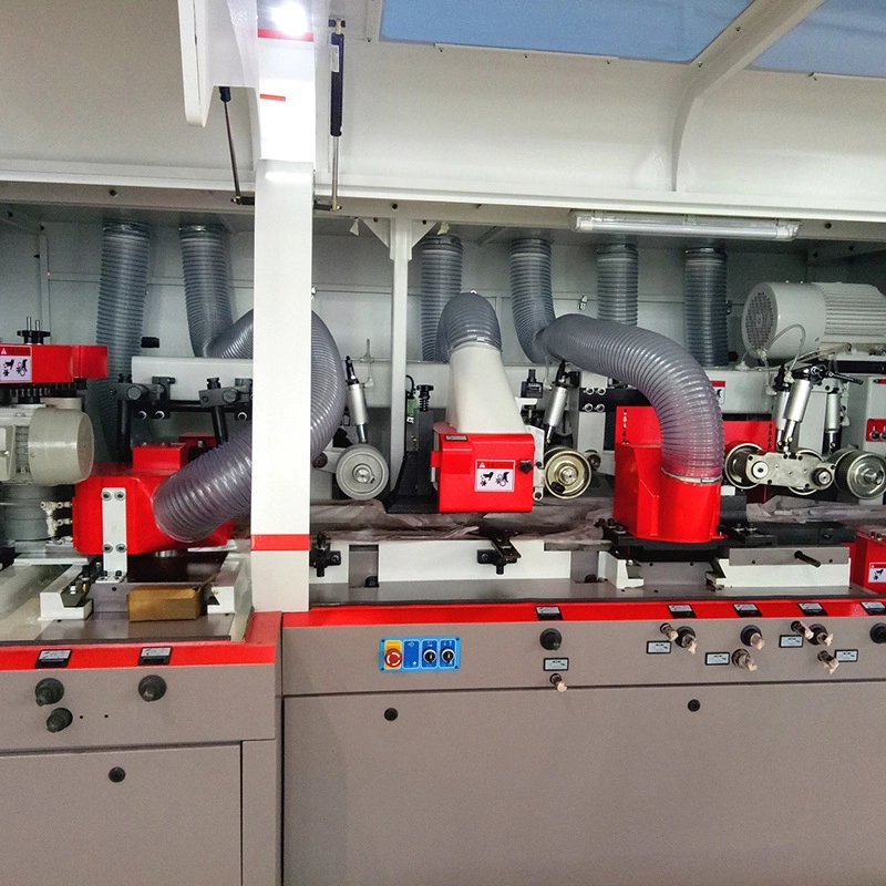 Automatic feeding four side 5 6 7 8 spindle 4 head solid wood shaper moulder planer for furniture panel strip (3) Automatic feeding four side 5 6 7 8 spindle 4 head solid wood shaper moulder planer for furniture panel strip (3)