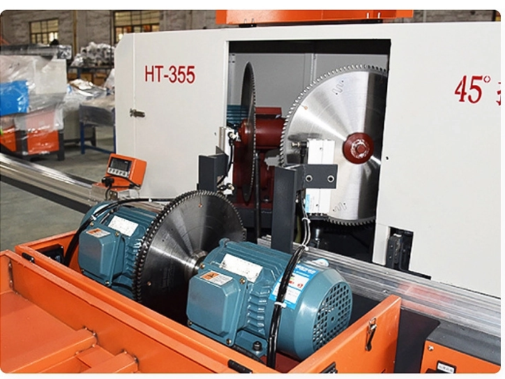 Double Head 45° Mitre Saw for Aluminum Profile Aluminum Window Door Frame Cutting Machine (2) Double Head 45° Mitre Saw for Aluminum Profile Aluminum Window Door Frame Cutting Machine (2)