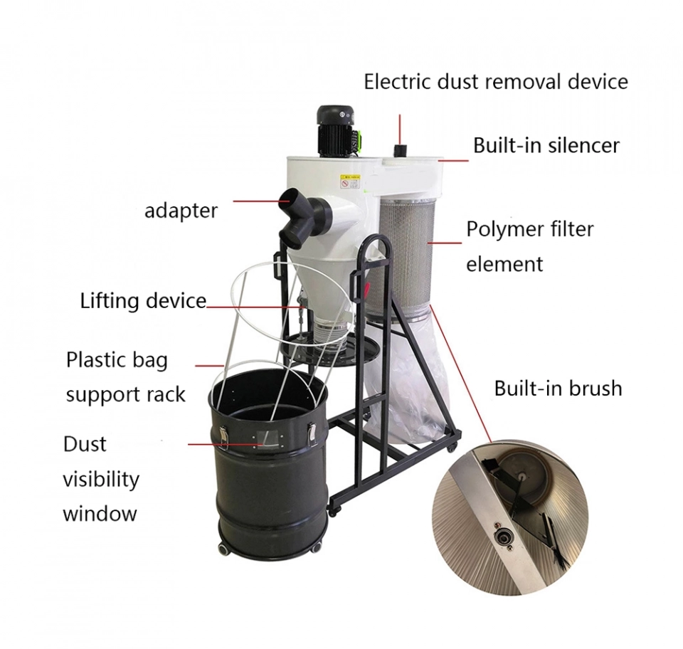 Industrial Dust Collector Woodworking Dust Collector Cyclone Mobile Dust Extractor (4) Industrial Dust Collector Woodworking Dust Collector Cyclone Mobile Dust Extractor (4)